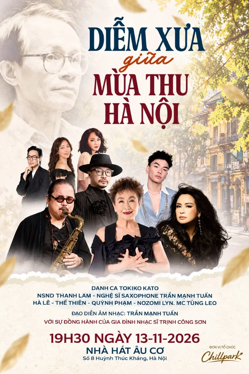 Poster Diễm Xưa giữa Mùa Thu Hà Nội — 19h30 ngày 13.11.2026, Nhà hát Âu Cơ
